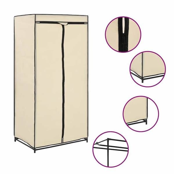 Garderobe - Eksklusivt Hus - Sæt af 2 - Robust jernramme - Lynlås polyesterbetræk - 75×50×160 cm Grädde