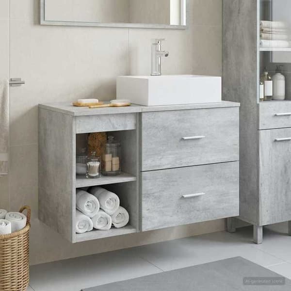 Maison Exclusive - Kylpyhuoneen kalustesarja 2 kpl Betoni harmaa