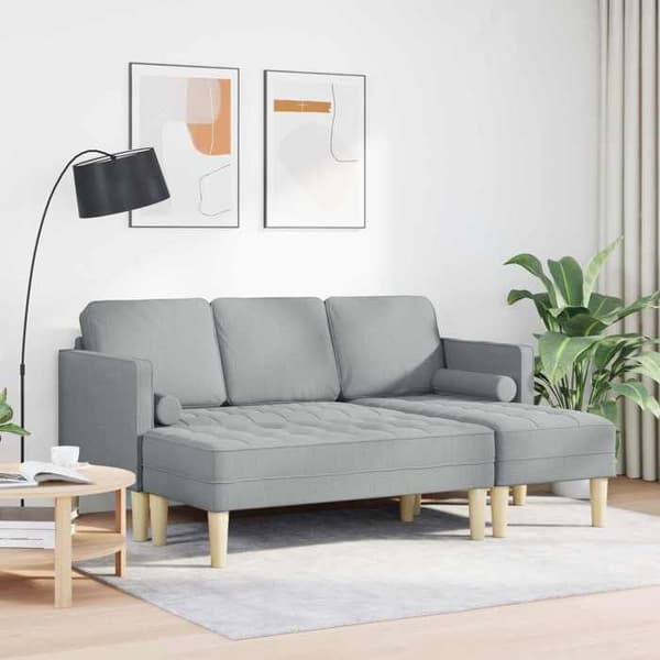 Maison Exclusive - 2 kpl sohvasetti Vaaleanharmaa Polyesteri