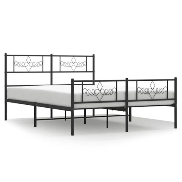 Sengestel - Metal - Sort - 140x190 cm - Klassisk design - Nem montering Svart