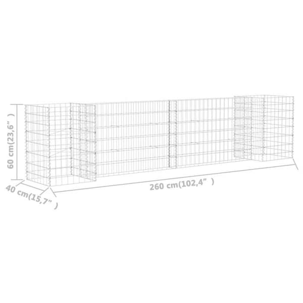 Maison Exclusive - Gabionplanter i H Ståltråd 260x40x60 cm silver-