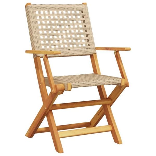 Maison Exclusive - Fällbara stolar 2 stycken Beige Massivt akaciaträ och polyrotting beige