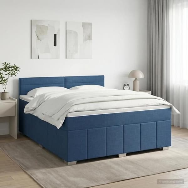 Maison Exclusive - Boxspring säng med madrass Blå 160 x 200 cm Tyg Blå