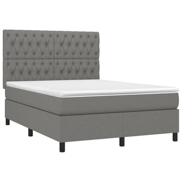 Maison Exclusive - Sengebund med lameller og madras samt LED Grå mørk 140x200 cm