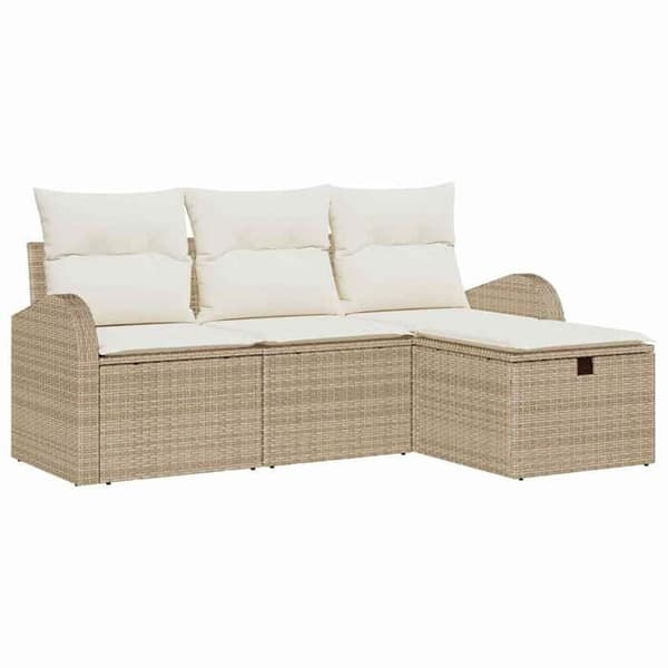 Maison Exclusive - 4-delars trädgårdsoff-set i beige polyrotting beige