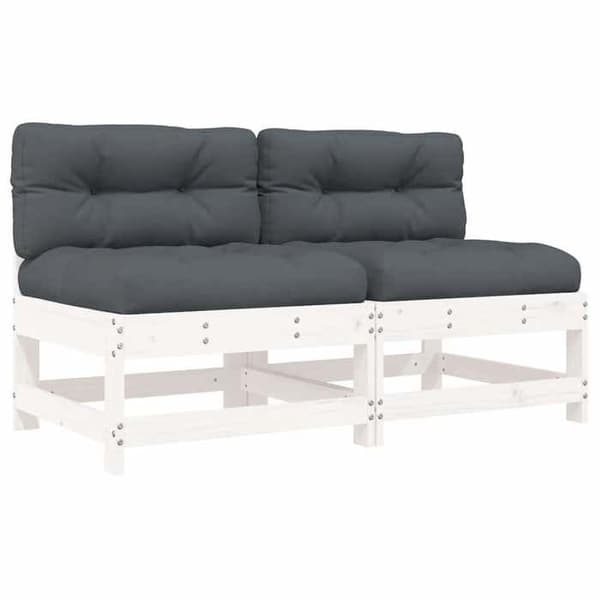 Maison Exclusive - Centrala soffor med kuddar 2 st vit massiv furu Vit