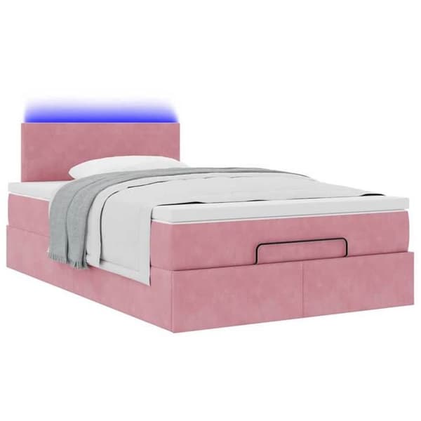 Sängsoffa - Maison Exclusive - Sammet rosa - Madrass 120x190 cm - Inbyggd LED Ros