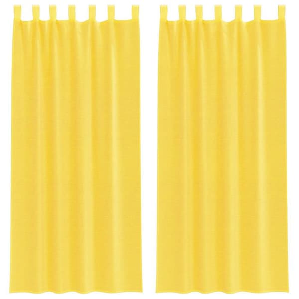 Verho - MAISON EXCLUSIVE - 2 kpl - Renkaat - Keltainen - 100% polyesteri gul