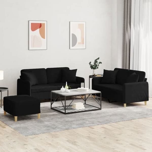 Maison Exclusive - Sæt af 3 sofaer med sorte stofpuder