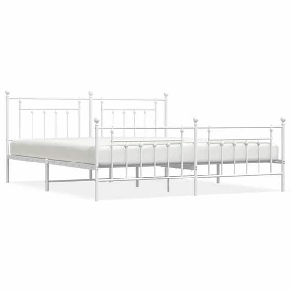 Sengestel - EKSKLUSIV HUS - 200x200 cm - Metal - Hvid - Lamelseng Vit