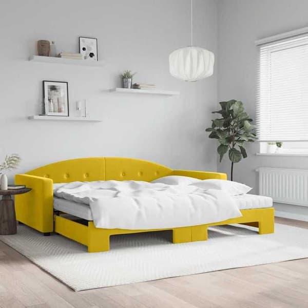 Maison Exclusive - Dagbädd med utdragssäng och gul madrass 100x200 cm sammet
