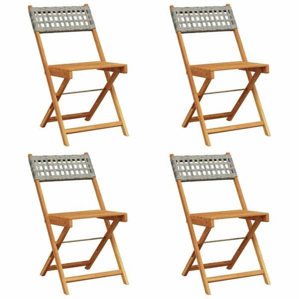 Maison Exclusive - 4 stk. grå polyrotin og massivt træ klapstole