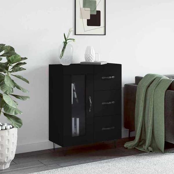 Maison Exclusive - Sort buffet 69,5x34x90 cm ingeniørtræ