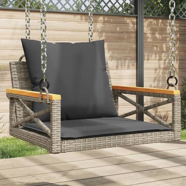 Maison Exclusive - Balanssoffa med grå kuddar 63x62x40 cm flätad resin