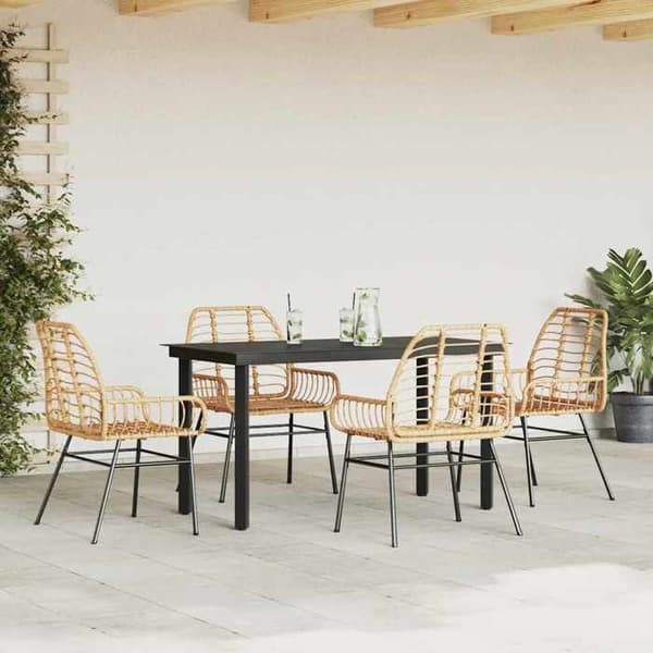 Maison Exclusive - Have spisebordssæt 5 dele brun poly rattan glas