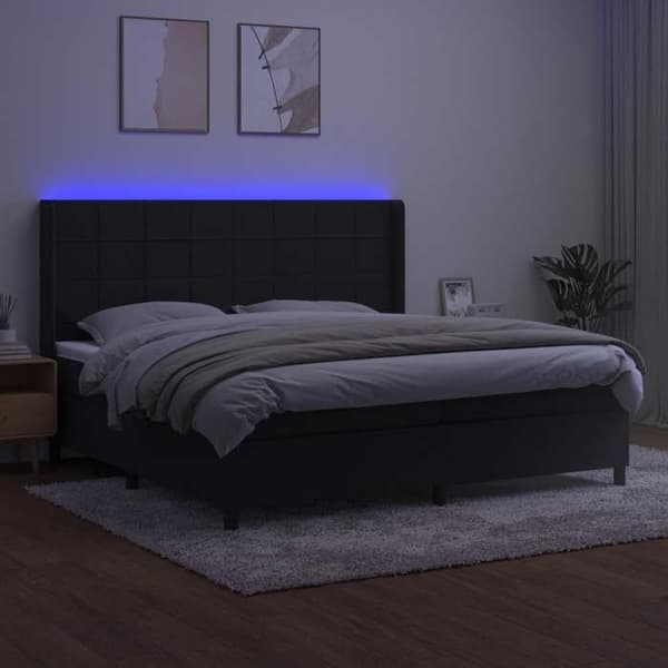 Maison Exclusive - Lamelseng madras og LED Sort 200x200 cm Fløjl