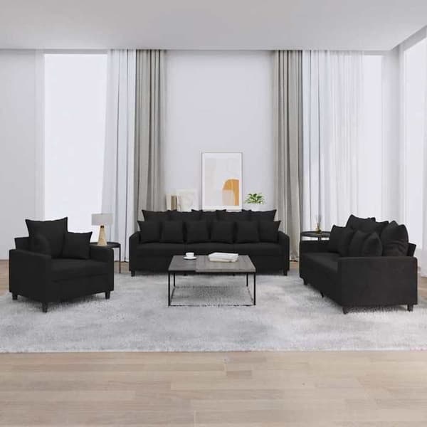 Maison Exclusive - Sæt af 3 sofaer med puder i sort velour