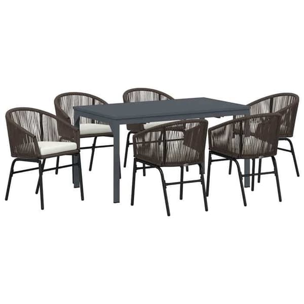 Maison Exclusive - 7 pc spisebordssæt til haven i brun polyrotin brun