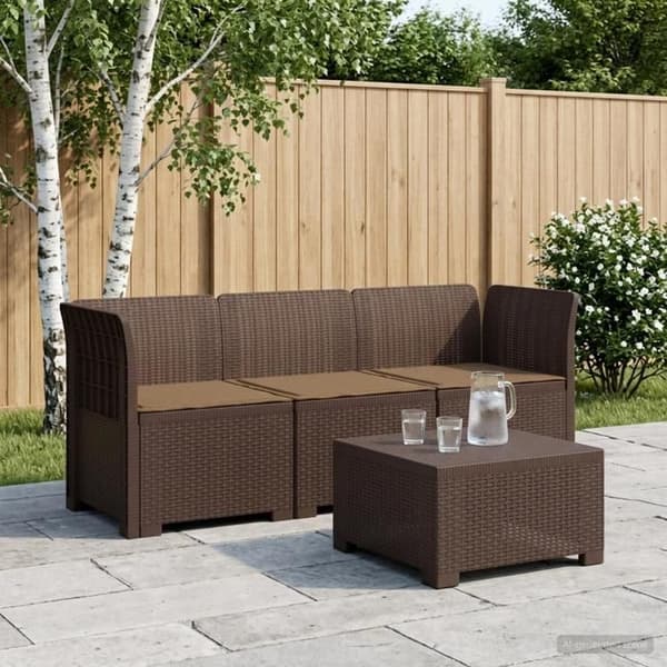 Maison Exclusive - Have sofa 3 pladser med puder look rattan PP Brun