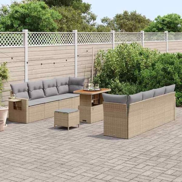 Trädgårdsmöbelset - EXKLUSIV HEM - Modulär - 11 delar - Beige - Höjdjusterbart bord beige
