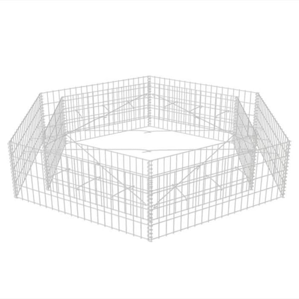 Silver Hexagonal gabion upphöjd säng 200x173x40 cm Pengar