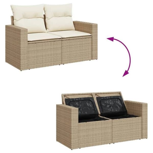 Maison Exclusive - Trädgårdsmöbler med kuddar 6 delar beige flätad resin