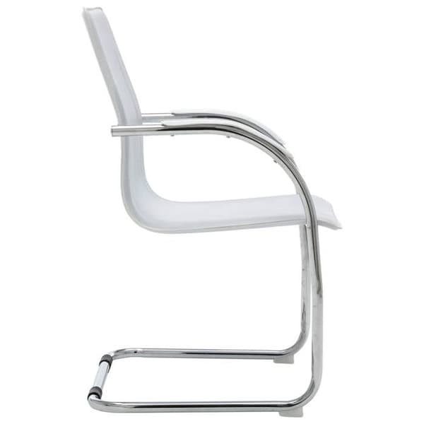 Kontorstol - EKSKLUSIV HUS - Cantilever - Hvid kunstlæder - Ergonomisk ryg - Forkromede ben Vit