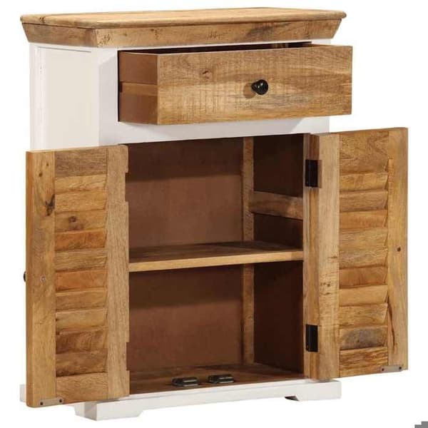 Maison Exclusive - Hvid og brun buffet 55x30x73 cm i solid rå mangotræ