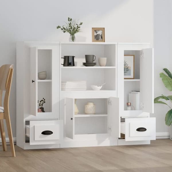 Maison Exclusive - 3 stk. buffet i hvidt ingeniørtræ