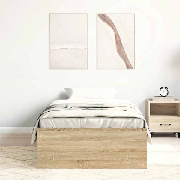 Sengestel - EKSKLUSIV HUS - 90x190 cm - Sonoma eg - 6 rum - Krydsfiner lameller Sonoma ek