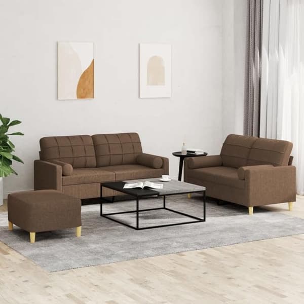 Maison Exclusive - Sæt af 3 sofaer med brune stofpuder
