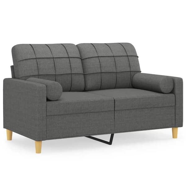 Maison Exclusive - Soffa 2 platser med mörkgrå kuddar 120 cm tyg Mörkgrå