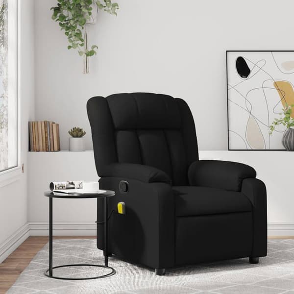 Maison Exclusive - Sort læderlook massage stol med vippefunktion