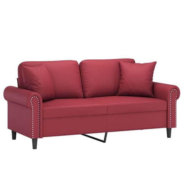 Maison Exclusive - Soffa 2 platser med bordeaux kuddar 140 cm konstläder