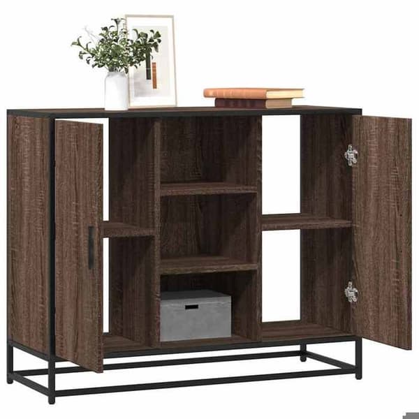 Maison Exclusive - Buffet i brunt egetræ 92x35x76 cm Ingeniørtræ