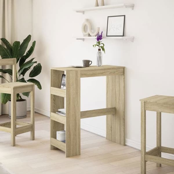 Barbord - EXKLUSIVT HEM - Sonoma-ek - 3 hyllor - Ingenjörsträ - Väggmontering