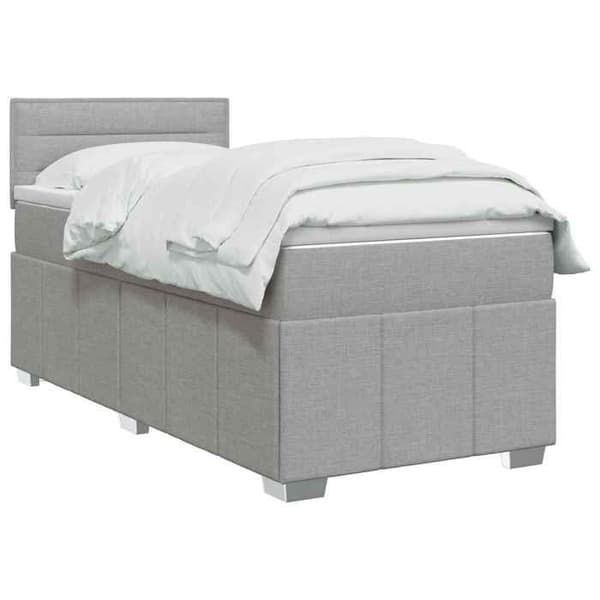Maison Exclusive - Boxspring säng med madrass Ljusgrå 90 x 200 cm Tyg