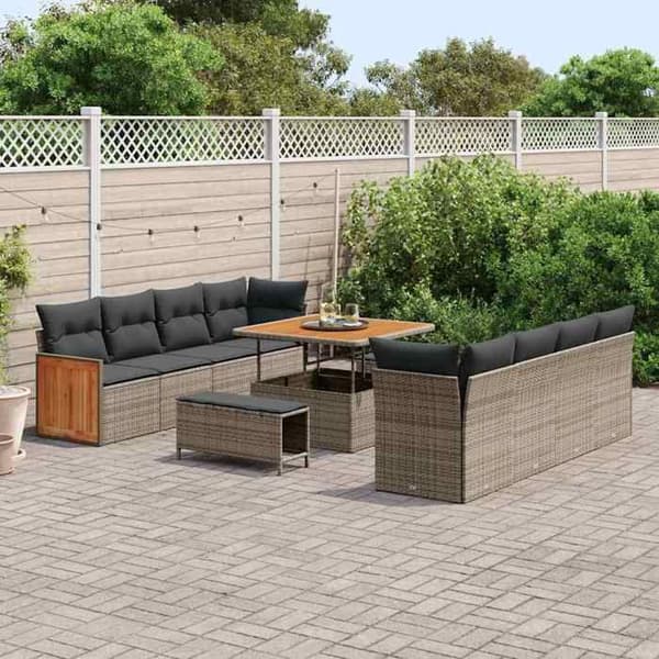 Maison Exclusive - Trädgårdsoffenset Grå 231 x 224 x 85 cm polyrotin
