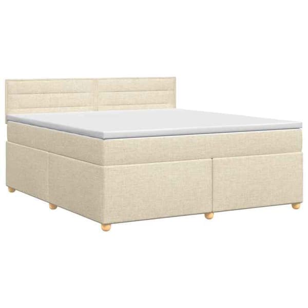Maison Exclusive - Boxspring säng med madrass Crème 140 x 200 cm Tyg