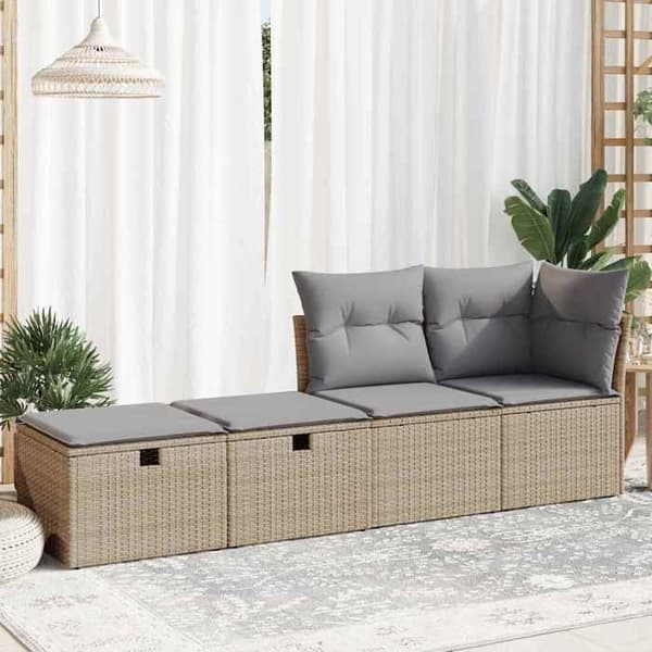 Maison Exclusive - Trädgårdsmöbler med kuddar 2 st beige flätad resin akacia