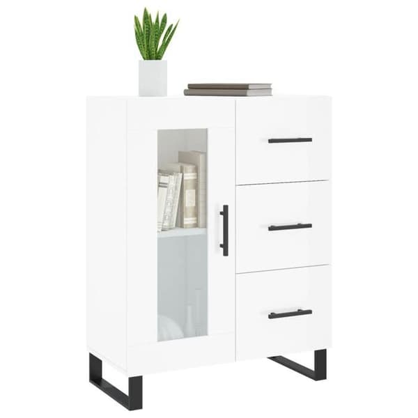 Maison Exclusive - Buffé Vit glänsande 69,5x34x90 cm Ingenjörsträ