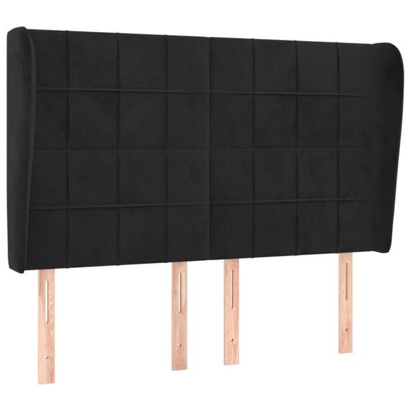 Maison Exclusive - Päätylevy korvilla Musta 147x23x118/128 cm Sametti