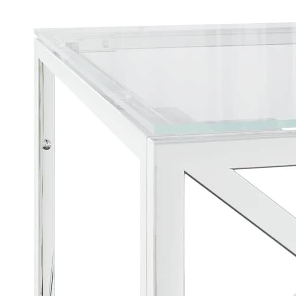 Bord - EKSKLUSIV HUS - 110×45×45 cm - Rustfrit stål - Glasplade - Rektangulær