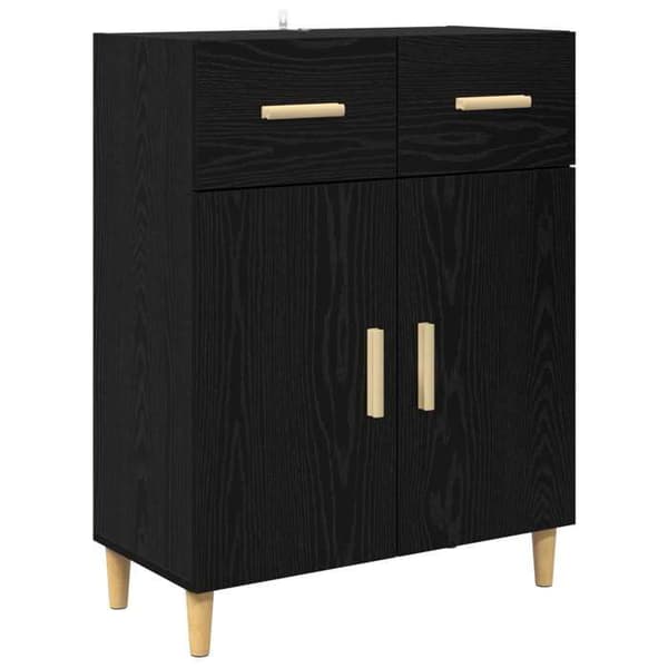 Maison Exclusive - Buffet Sort egetræ 34 x 69,5 x 89 cm Ingeniørtræ svart ek