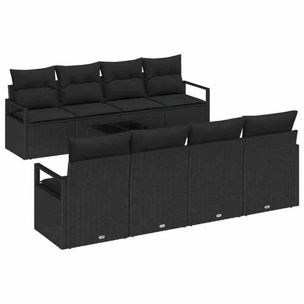 Maison Exclusive - 7 osan sohvasetti 6 paikkaa musta polyrottinki Svart