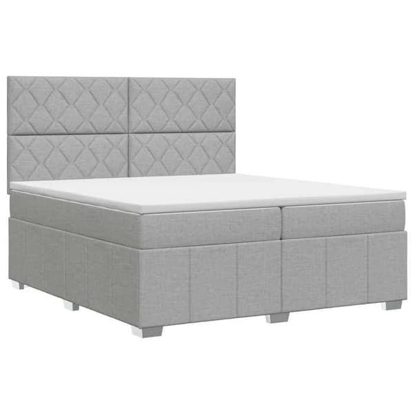 Maison Exclusive - Boxspring seng med madras Lys grå 200 x 200 cm Stof Ljusgrått
