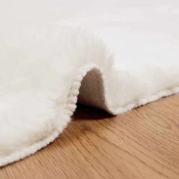 Tæppe - EKSKLUSIVT HUS - OLITE - Falsk pels polyester - Antiskrid - 200 x 200 cm Grädde