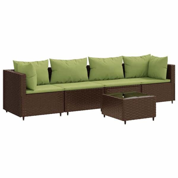 Maison Exclusive - Trädgårdsmöbler 5 delar med kuddar Brun Flätad resin