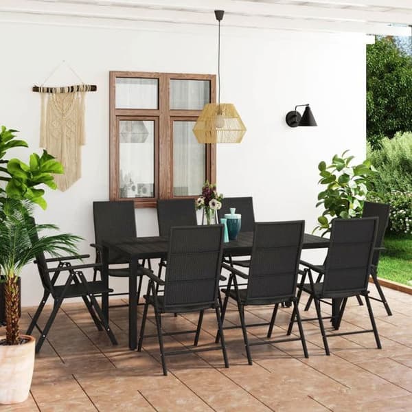 Maison Exclusive - 9 osan musta puutarhakalustesarja Svart