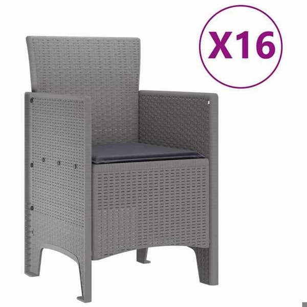 Maison Exclusive - Trädgårdsmöbelset med kuddar 17 delar PP